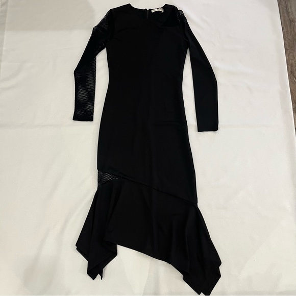 MWT Alice + Olivia Kaine Mesh Inset Asymmetrical Hem Dress Size 4 - Picture 6 of 15